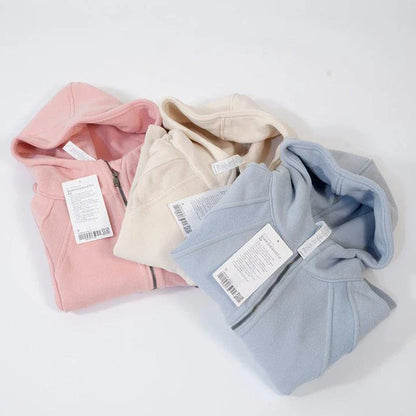 Women's sports fitness half zip hoodie fleece in various colors