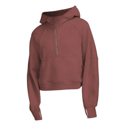 Women's sports fitness half zip hoodie fleece in various colors
