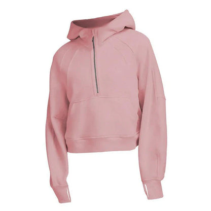 Women's sports fitness half zip hoodie fleece in various colors
