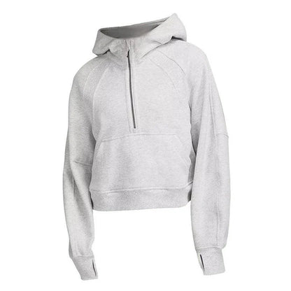 Women's sports fitness half zip hoodie fleece in various colors