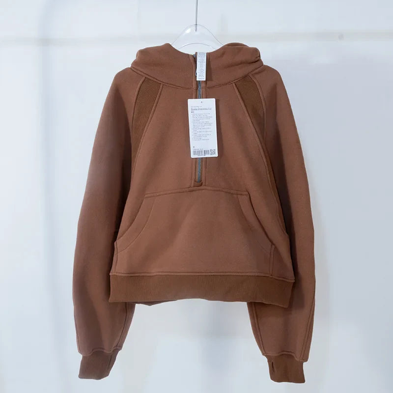 Women's sports fitness half zip hoodie fleece in various colors