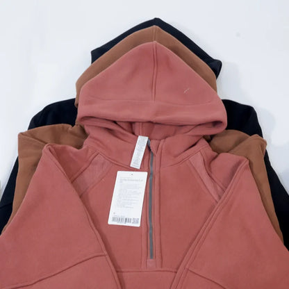 Women's sports fitness half zip hoodie fleece in various colors