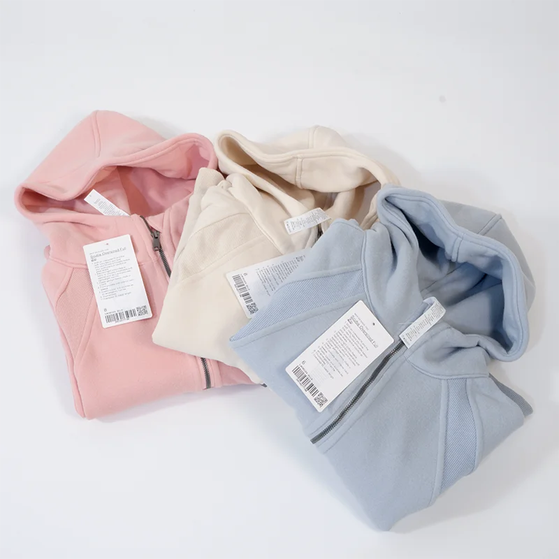 Women's sports fitness half zip hoodie fleece in various colors