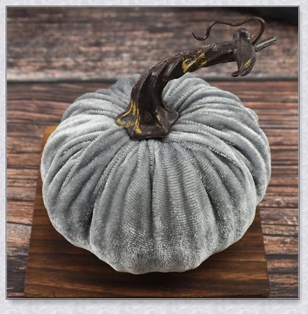 Punki Mini Velvet Halloween Pumpkins in various fall-inspired colors, including orange, burgundy, and navy blue