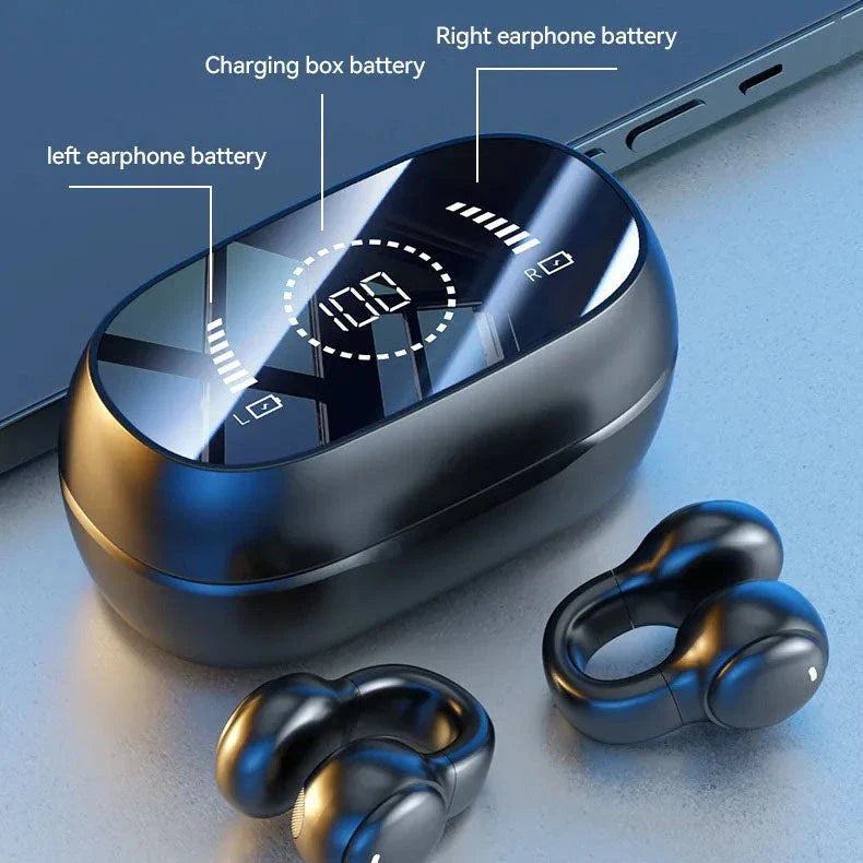 Bone Conduction Wireless Earphones with open-ear design, waterproof construction, and advanced Bluetooth connectivity