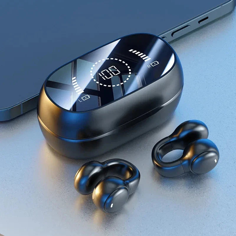 Bone Conduction Wireless Earphones with open-ear design, waterproof construction, and advanced Bluetooth connectivity