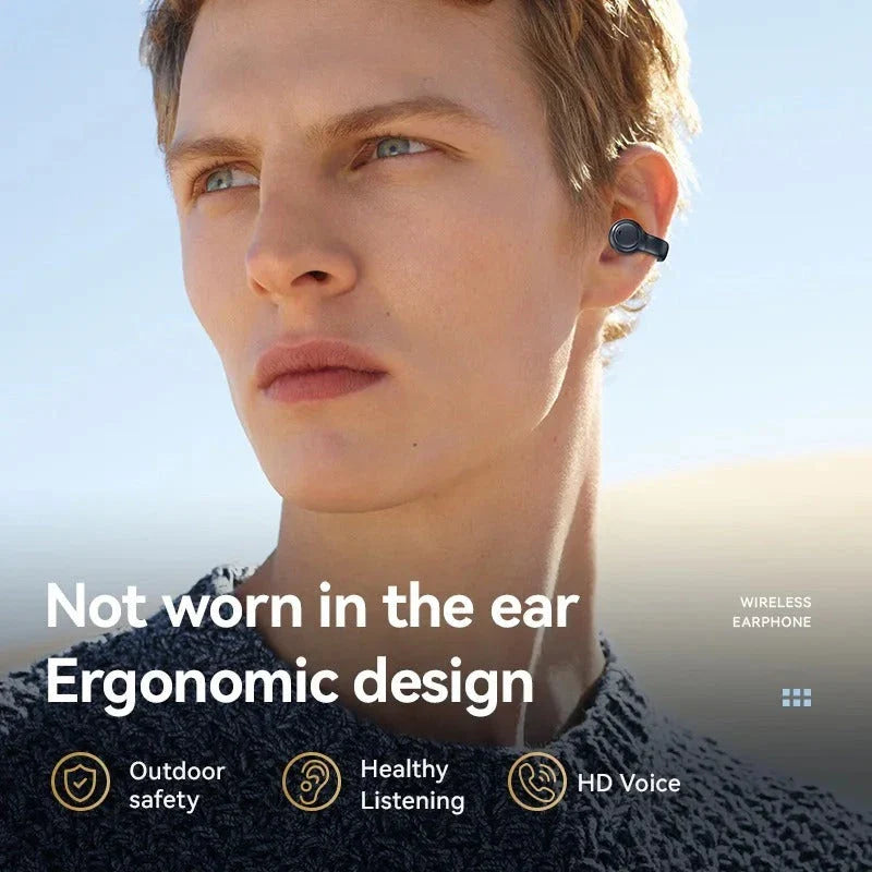 Bone Conduction Wireless Earphones with open-ear design, waterproof construction, and advanced Bluetooth connectivity