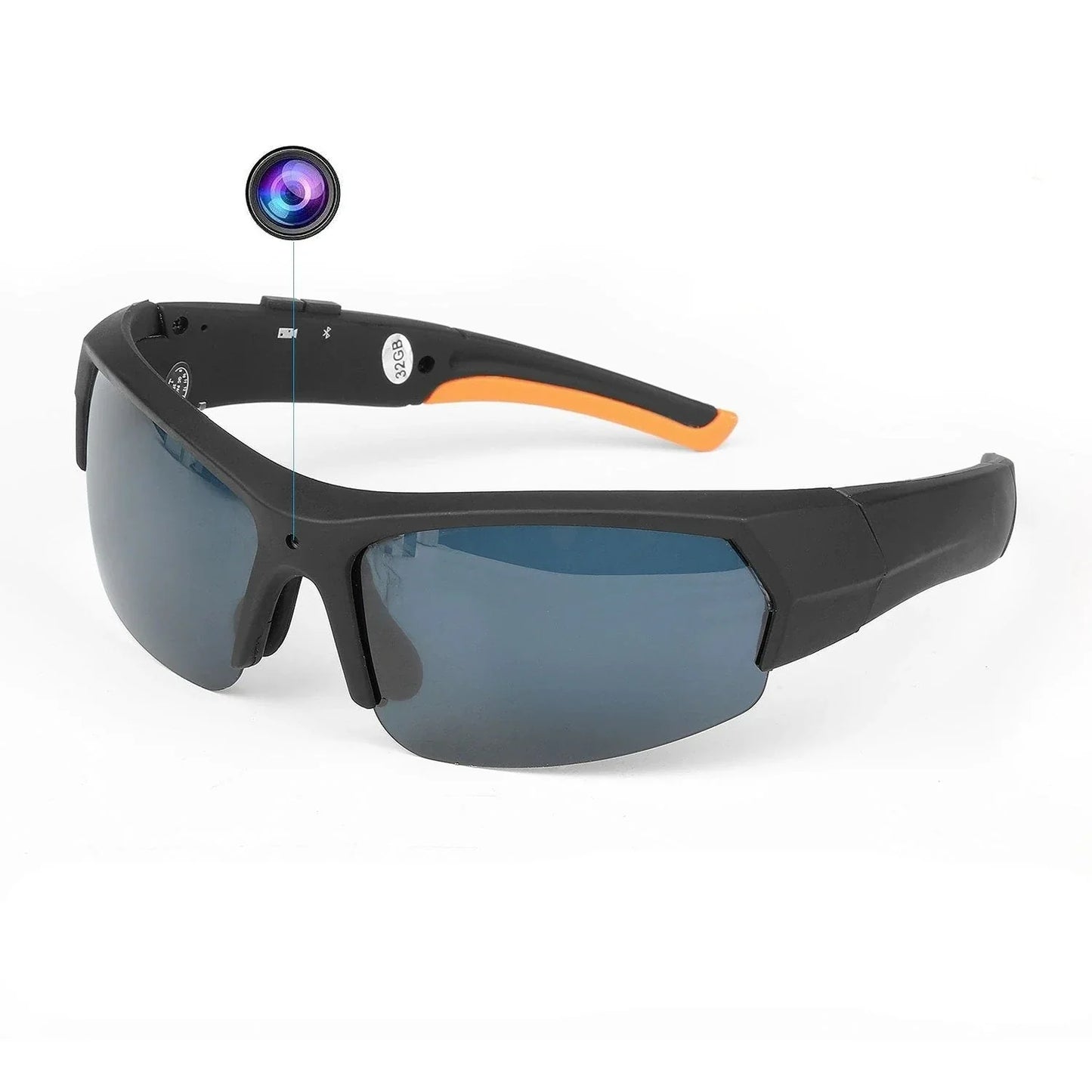 Smart camera glasses with HD 1080p video, UV protection, and built-in earbuds for hands-free use