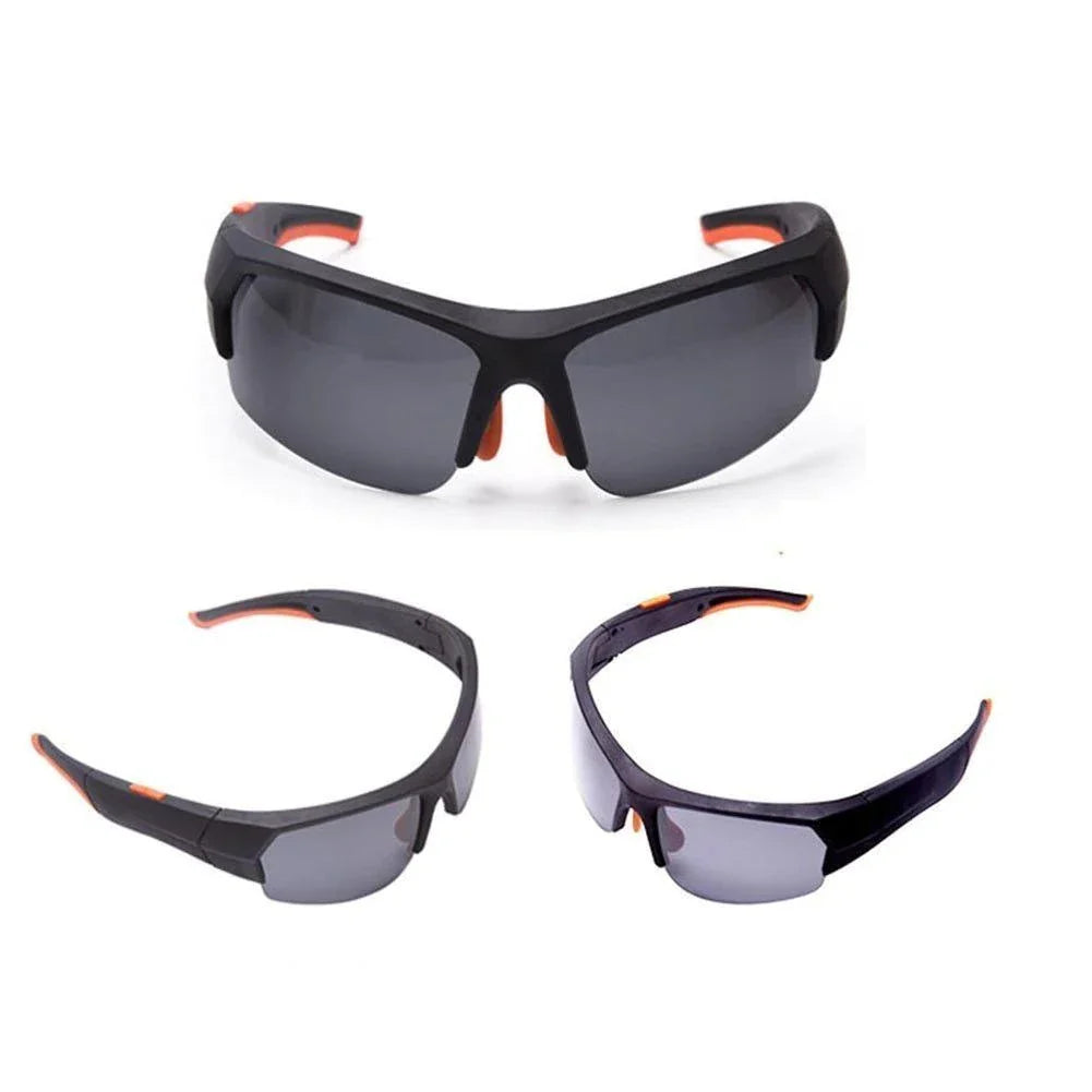 Smart camera glasses with HD 1080p video, UV protection, and built-in earbuds for hands-free use