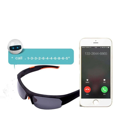 Smart camera glasses with HD 1080p video, UV protection, and built-in earbuds for hands-free use
