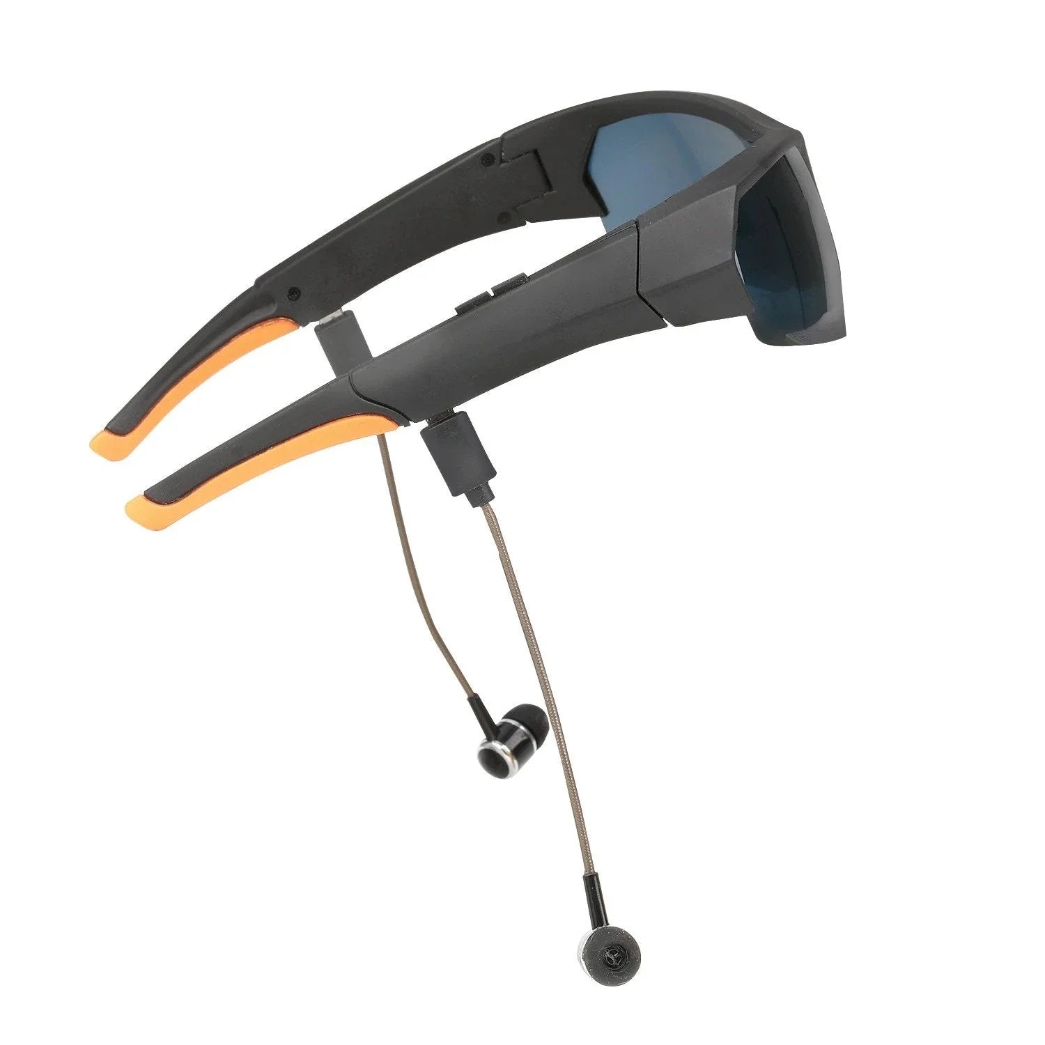 Smart camera glasses with HD 1080p video, UV protection, and built-in earbuds for hands-free use