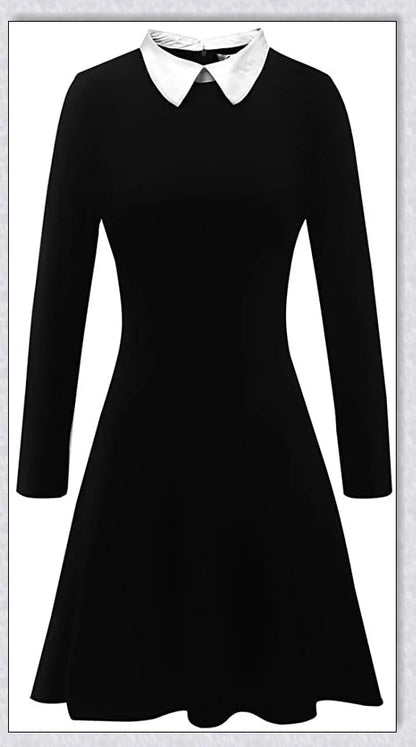 A vintage-inspired peter pan collar dress in various colors, perfect for channeling Ms. Frizzle from The Magic School Bus.