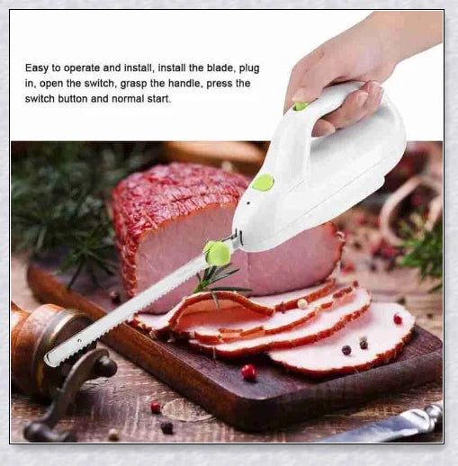 Stainless Steel Electric Knife with sharp blade for cutting meat, bread, and bones effortlessly