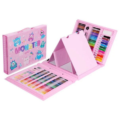 Comprehensive 176-piece painting and art supplies set for primary school students, including watercolor pens, crayons, and a variety of other creative tools