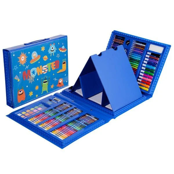 Comprehensive 176-piece painting and art supplies set for primary school students, including watercolor pens, crayons, and a variety of other creative tools