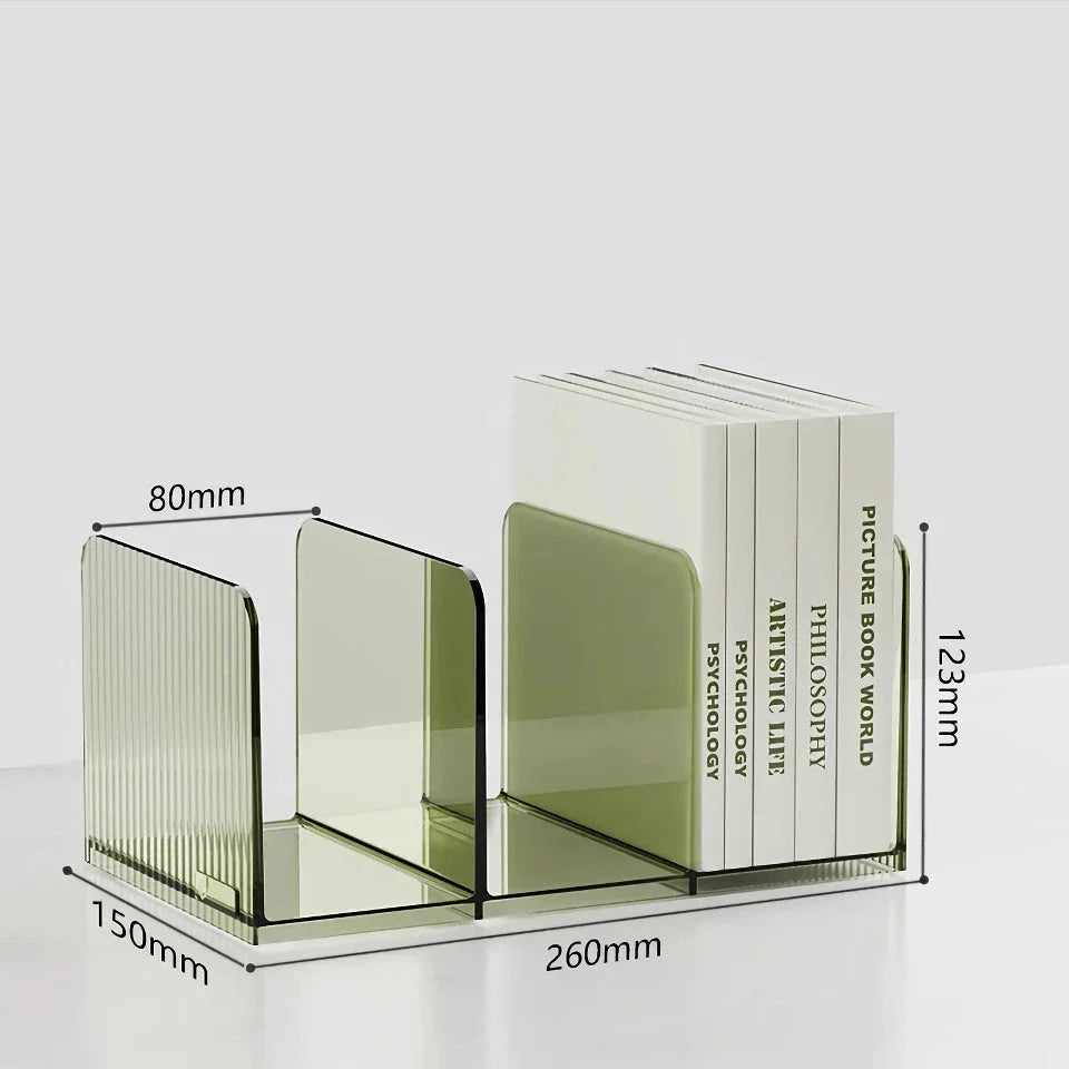 Transparent acrylic book stand holder for organizing desks, notebooks, and documents