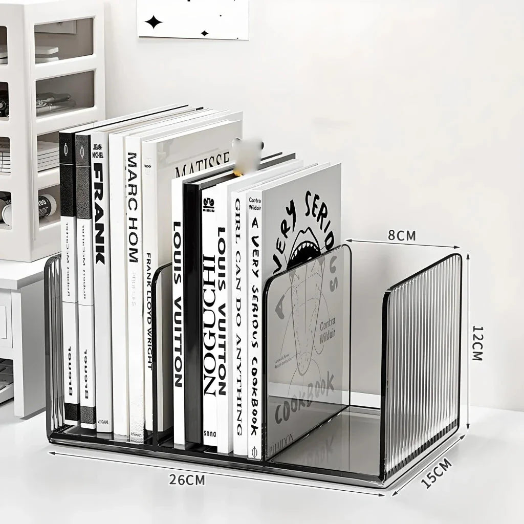 Transparent acrylic book stand holder for organizing desks, notebooks, and documents