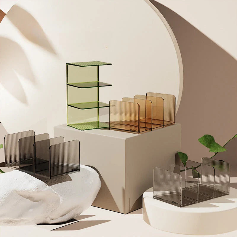 Transparent acrylic book stand holder for organizing desks, notebooks, and documents