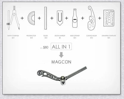 Magcon - Innovative Portable Design Tool with Ruler, Compass, and Protractor Functions