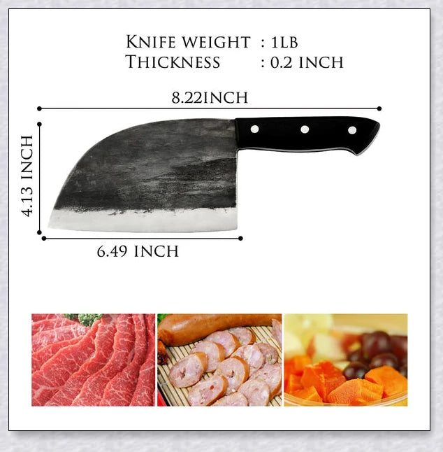 Heavy Forge Custom Serbian Handmade Kitchen Meat Veable Butcher Knife - A Masterpiece of Precision and Power