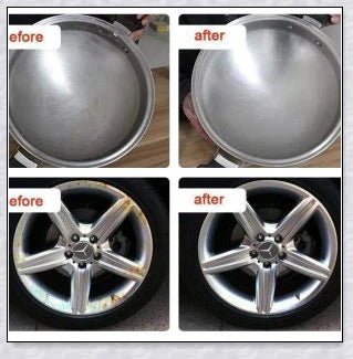 Stainless steel scratch eraser kit that safely removes oxidation, corrosion, and rust from metal surfaces, restoring a brilliant shine.