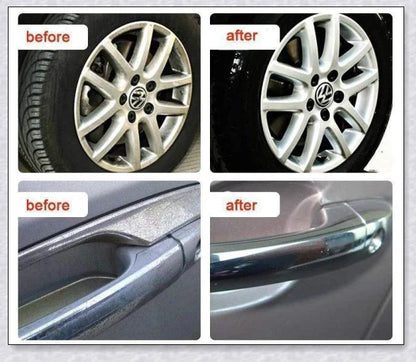 Stainless steel scratch eraser kit that safely removes oxidation, corrosion, and rust from metal surfaces, restoring a brilliant shine.