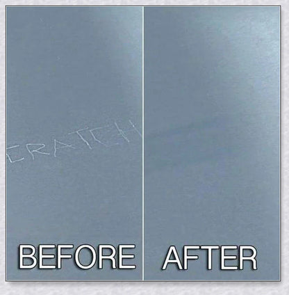 Stainless steel scratch eraser kit that safely removes oxidation, corrosion, and rust from metal surfaces, restoring a brilliant shine.