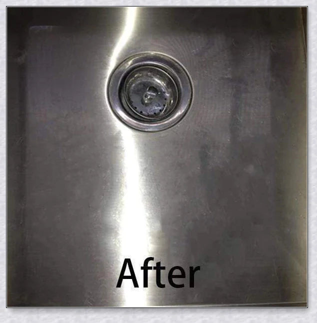 Stainless steel scratch eraser kit that safely removes oxidation, corrosion, and rust from metal surfaces, restoring a brilliant shine.