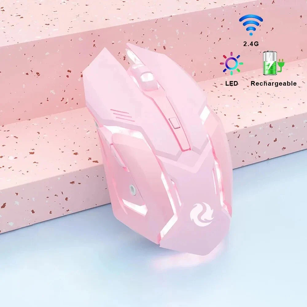 Rechargeable wireless gaming mouse with LED backlight and ergonomic design for improved precision and comfort