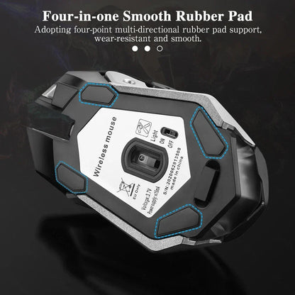 Rechargeable wireless gaming mouse with LED backlight and ergonomic design for improved precision and comfort