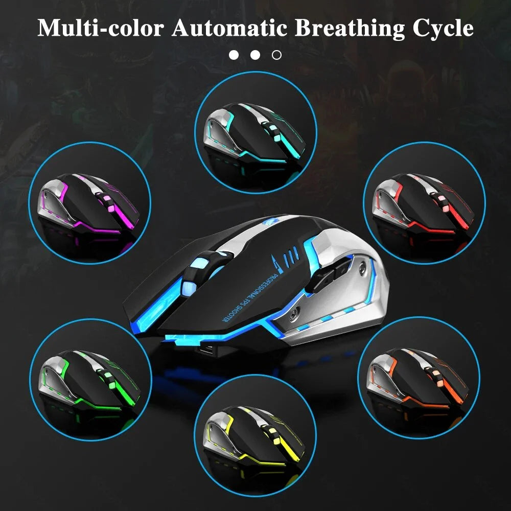 Rechargeable wireless gaming mouse with LED backlight and ergonomic design for improved precision and comfort