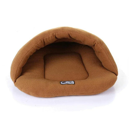 Cozy fleece pet sleeping bed with cushion in various colors and sizes, providing premium comfort and support for your furry friend.