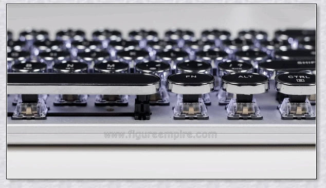 Steampunk-inspired mechanical keyboard switch with premium materials and durable construction