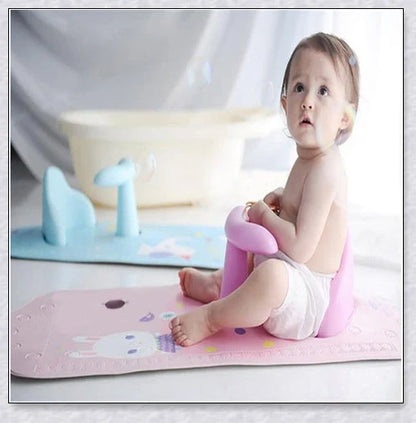 Baby Bath Seat with cute exterior design, featuring anti-slip suction cups and supportive back and leg rest for a comfortable bathing experience