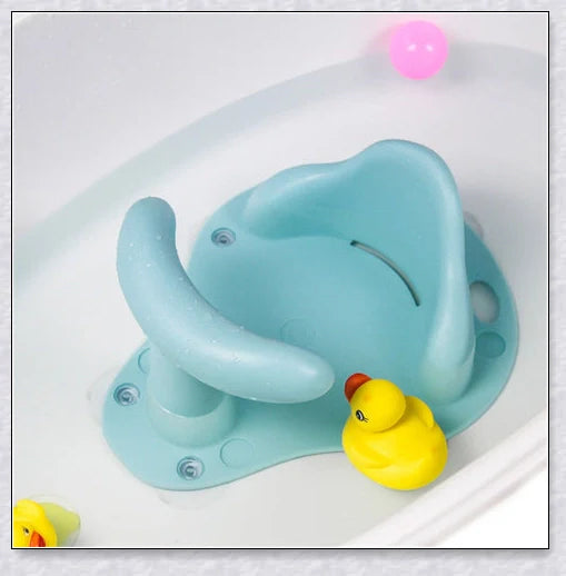 Baby Bath Seat with cute exterior design, featuring anti-slip suction cups and supportive back and leg rest for a comfortable bathing experience