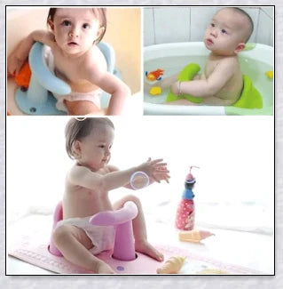 Baby Bath Seat with cute exterior design, featuring anti-slip suction cups and supportive back and leg rest for a comfortable bathing experience