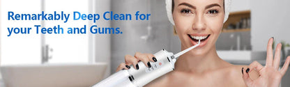 Cordless Water Flosser with 3 cleaning modes and 4 interchangeable nozzles for deep plaque removal and improved gum health