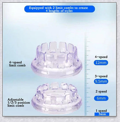 Hair Cutting Machine Clippers for Men - a versatile, salon-quality hair cutting kit with ultra-sharp stainless steel blades, locking comb guides, and 4 customizable cutting lengths.