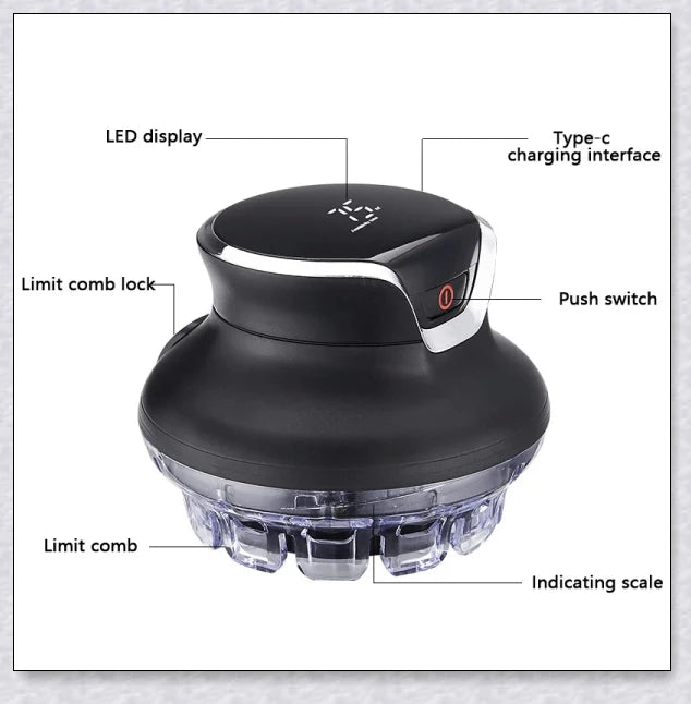 Hair Cutting Machine Clippers for Men - a versatile, salon-quality hair cutting kit with ultra-sharp stainless steel blades, locking comb guides, and 4 customizable cutting lengths.