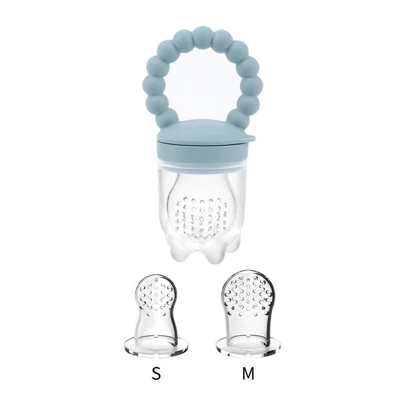 Silicone baby pacifier fruit feeder with mesh bag design for safe and healthy snacking