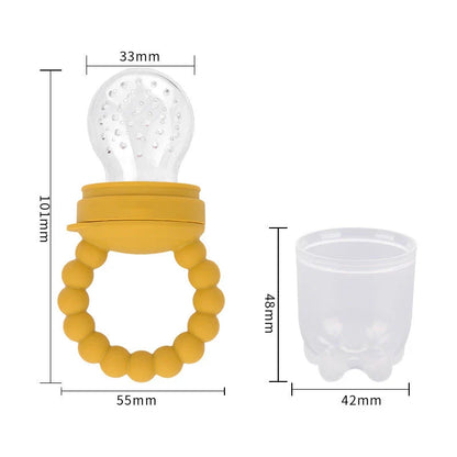 Silicone baby pacifier fruit feeder with mesh bag design for safe and healthy snacking