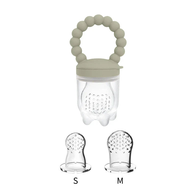 Silicone baby pacifier fruit feeder with mesh bag design for safe and healthy snacking