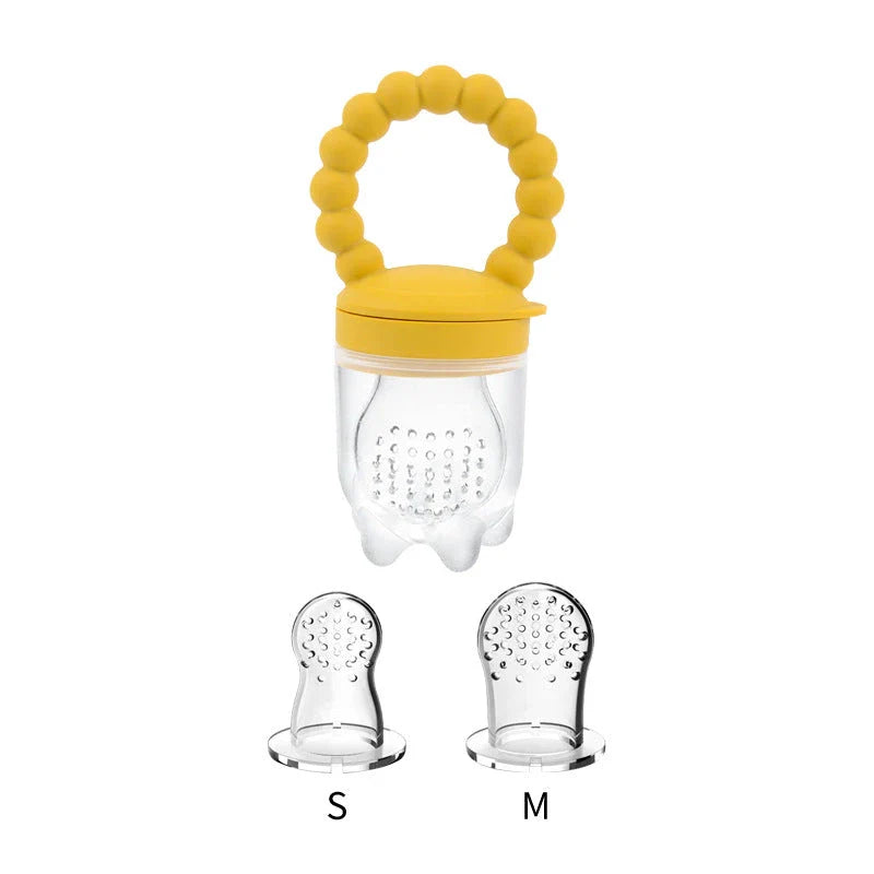 Silicone baby pacifier fruit feeder with mesh bag design for safe and healthy snacking