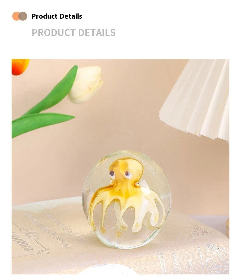 Handcrafted glass octopus decoration for car windshield, featuring vibrant colors and intricate design