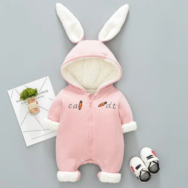 Cozy Baby Rabbit Jumpsuits in soft, premium cotton with a hooded design and range of colors