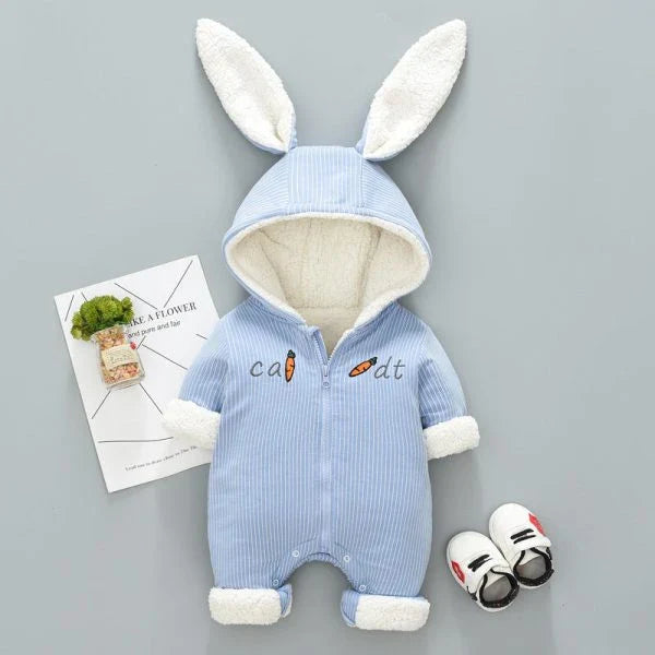 Cozy Baby Rabbit Jumpsuits in soft, premium cotton with a hooded design and range of colors