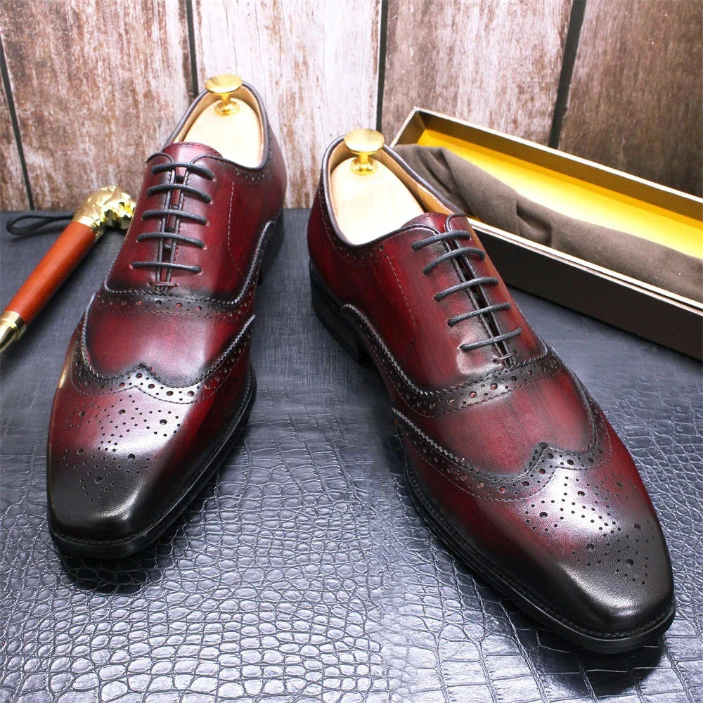 Stylish and comfortable men's brogue leather shoes with distinctive British-inspired design