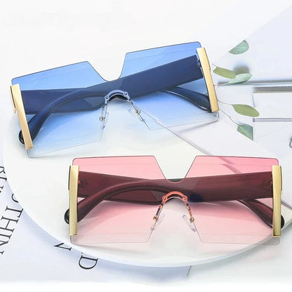 Luxury Rimless Gradient Square Sunglasses for Women with Durable Polycarbonate Frame and UV400 Protection