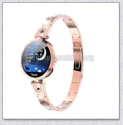 Melanda Women's Smart Watch with elegant rhinestone-adorned strap and advanced fitness tracking features
