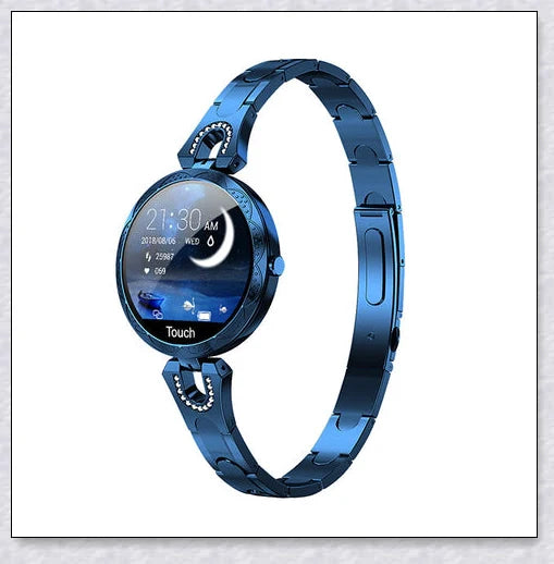 Melanda Women's Smart Watch with elegant rhinestone-adorned strap and advanced fitness tracking features